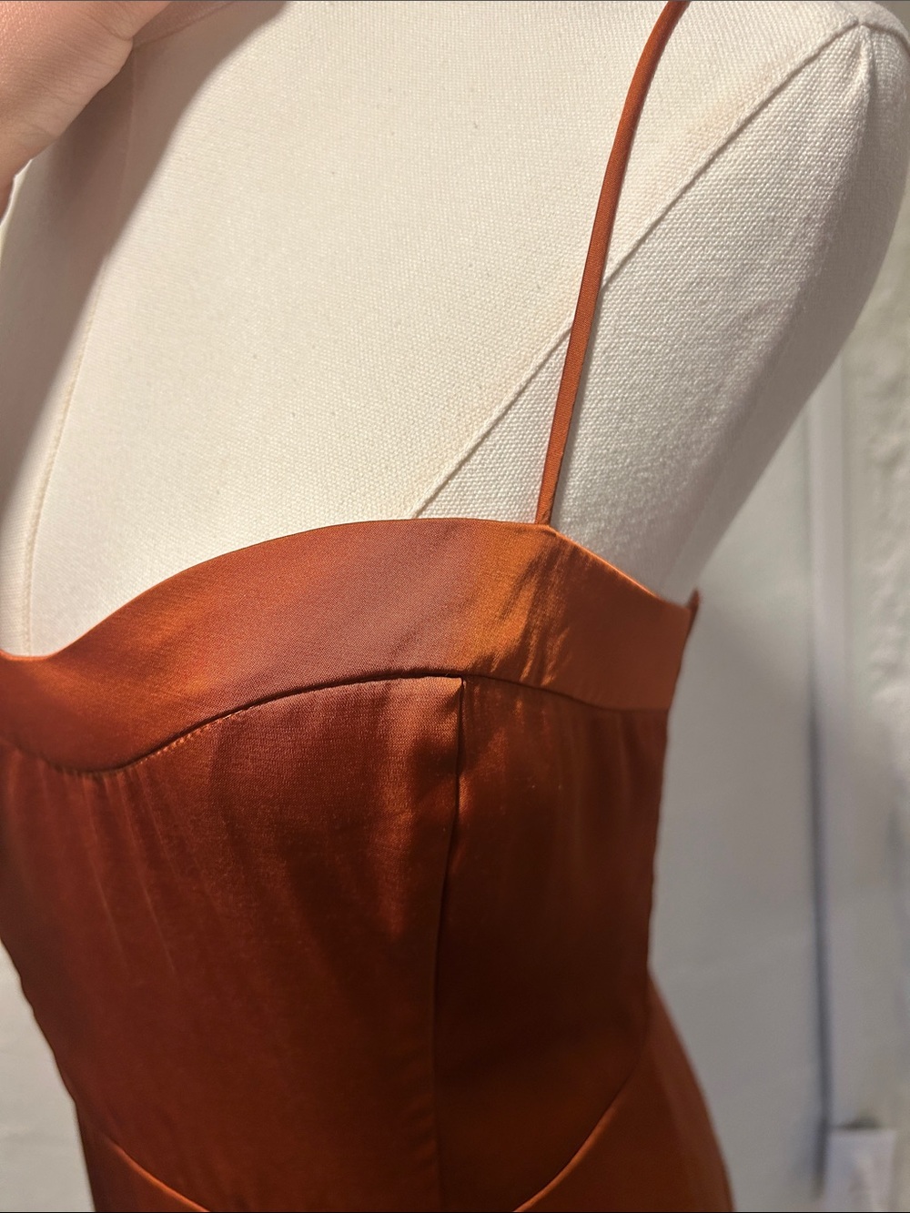 Abercrombie & Fitch Rust Satin Slip Midi Dress - Picture 5 of 6